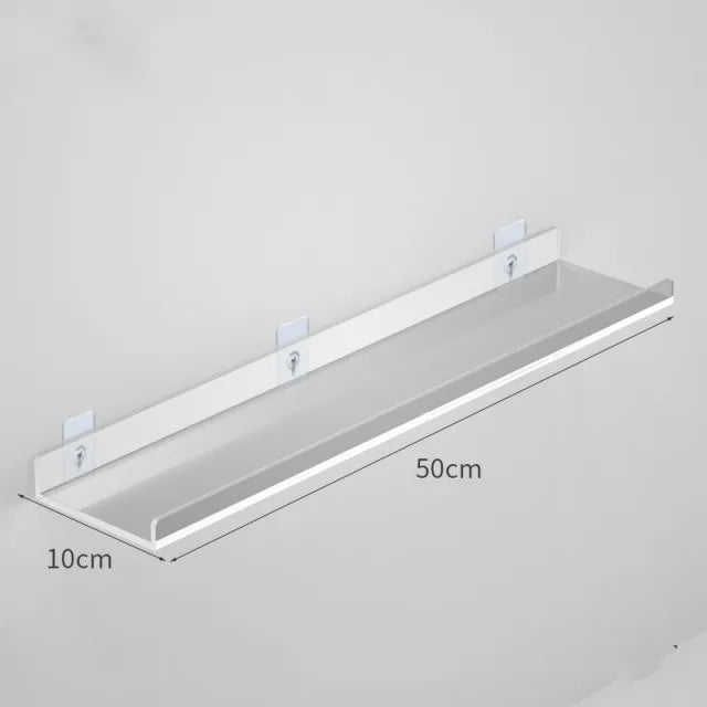 1pc Clear Acrylic Storage Rack Wall Mounted Book Floating Shelf Makeup Display Stand Holder Bathroom Kitchen Organizer