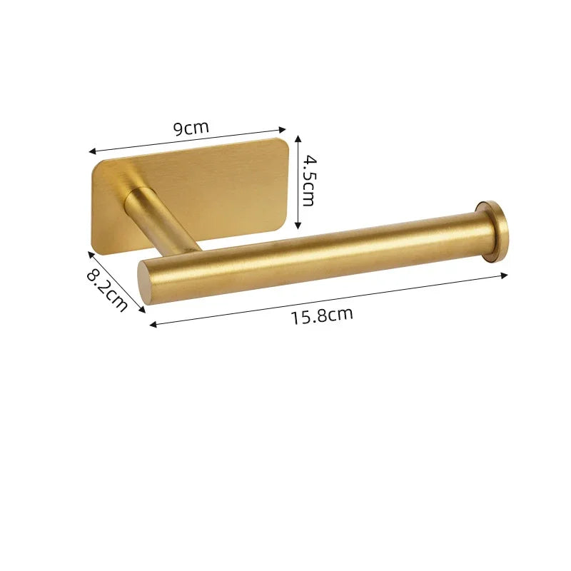 Adhesive Toilet Roll Paper Towel Holder Organizer Punch-free Tissue Dispenser Wall Mount Storage Kitchen Bathroom No Drill