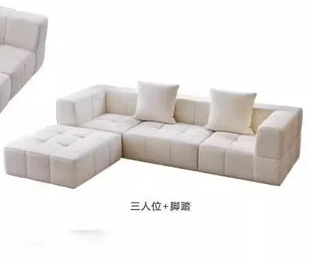 Living Room Compressed Vacuum Sofas Modern Small Apartment Fabric Living Room Sofa Cream Style Marshmallow Sofa Free Combination