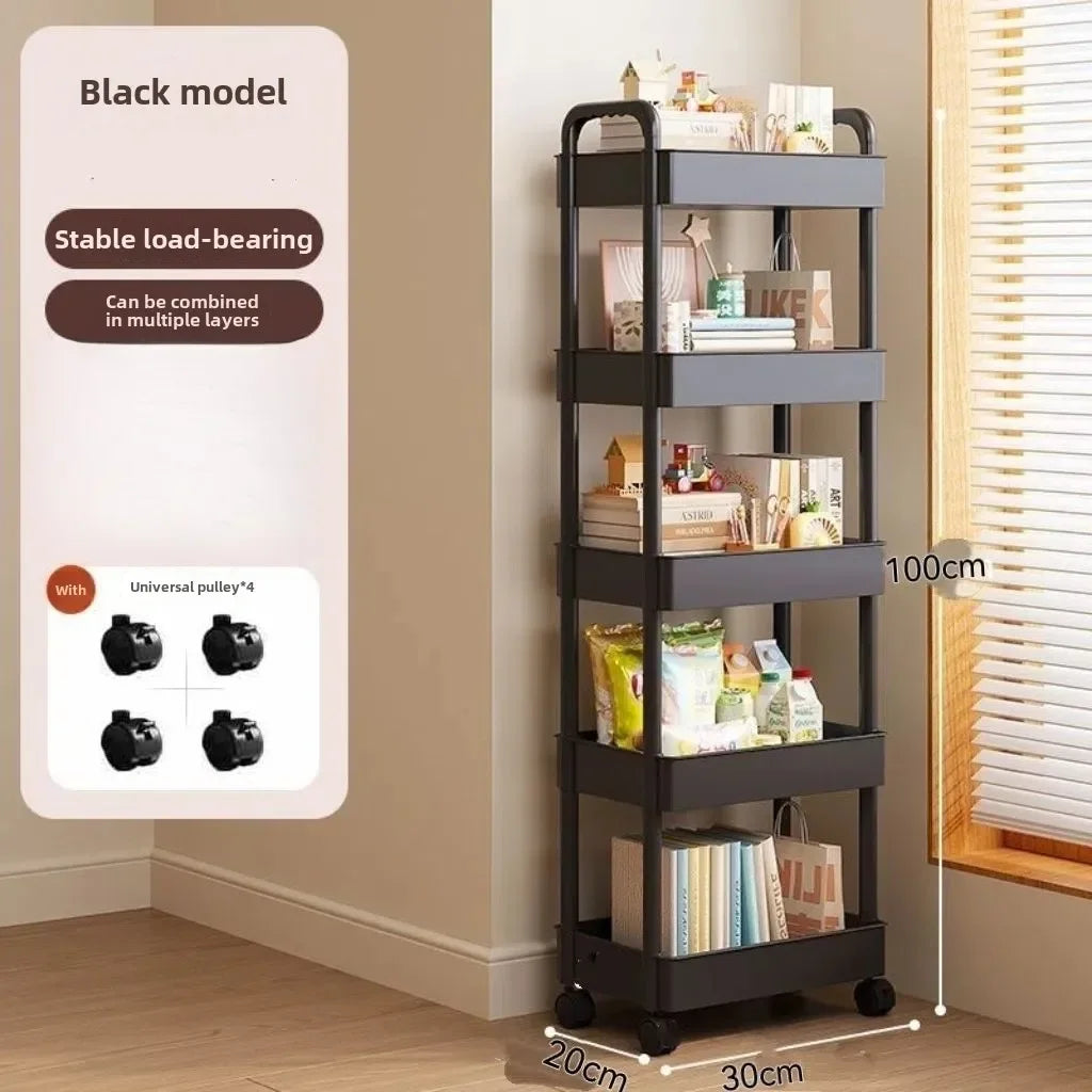 Open Shelf Storage Cart Multifunctional Organizer Rack Book Display Unit Snack Storage Kitchen Bedroom Living Room Home Decor