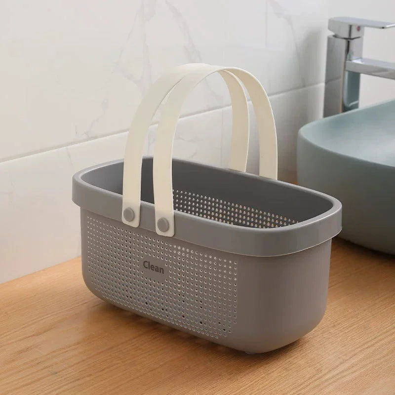 Plastic Storage Basket with Handle Portable Shower Caddy Tote Organizer Basket Bin for Bathroom Kitchen Dorm Room Bedroom