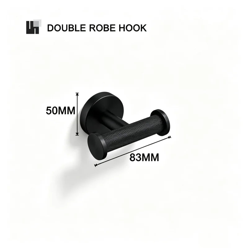 Matt Black Wall-mounted Elegant Bathroom Set Paper Towel Stick Toilet Bathrobe Hook Double Cup Holder Double Soap Dispenser