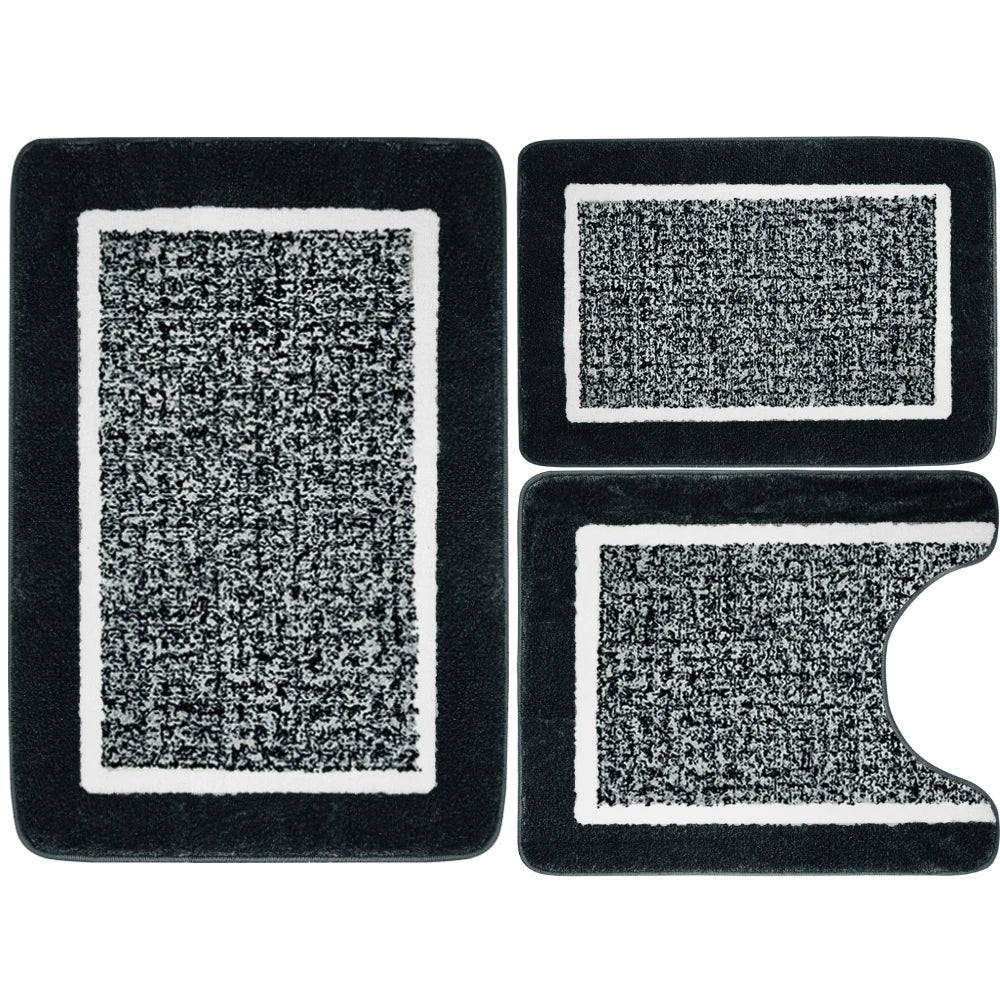Velvet Memory Foam Bathroom Rug Set Of 3 Water Absorption Non Slip Extra Soft Bath Mats Machine Washable&Dry Toilet Floor Mat