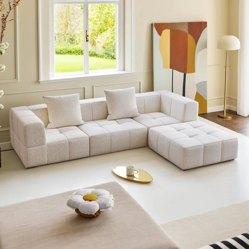 Living Room Compressed Vacuum Sofas Modern Small Apartment Fabric Living Room Sofa Cream Style Marshmallow Sofa Free Combination