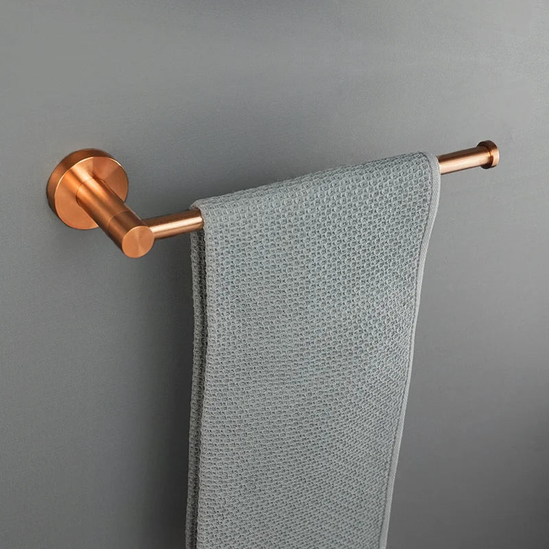 Brushed Rose Gold Bathroom Accessories Set Towel Rack, Tissue Rack, Soap Dish, Toilet Brush, Towel Rack Stainless Steel Hardware