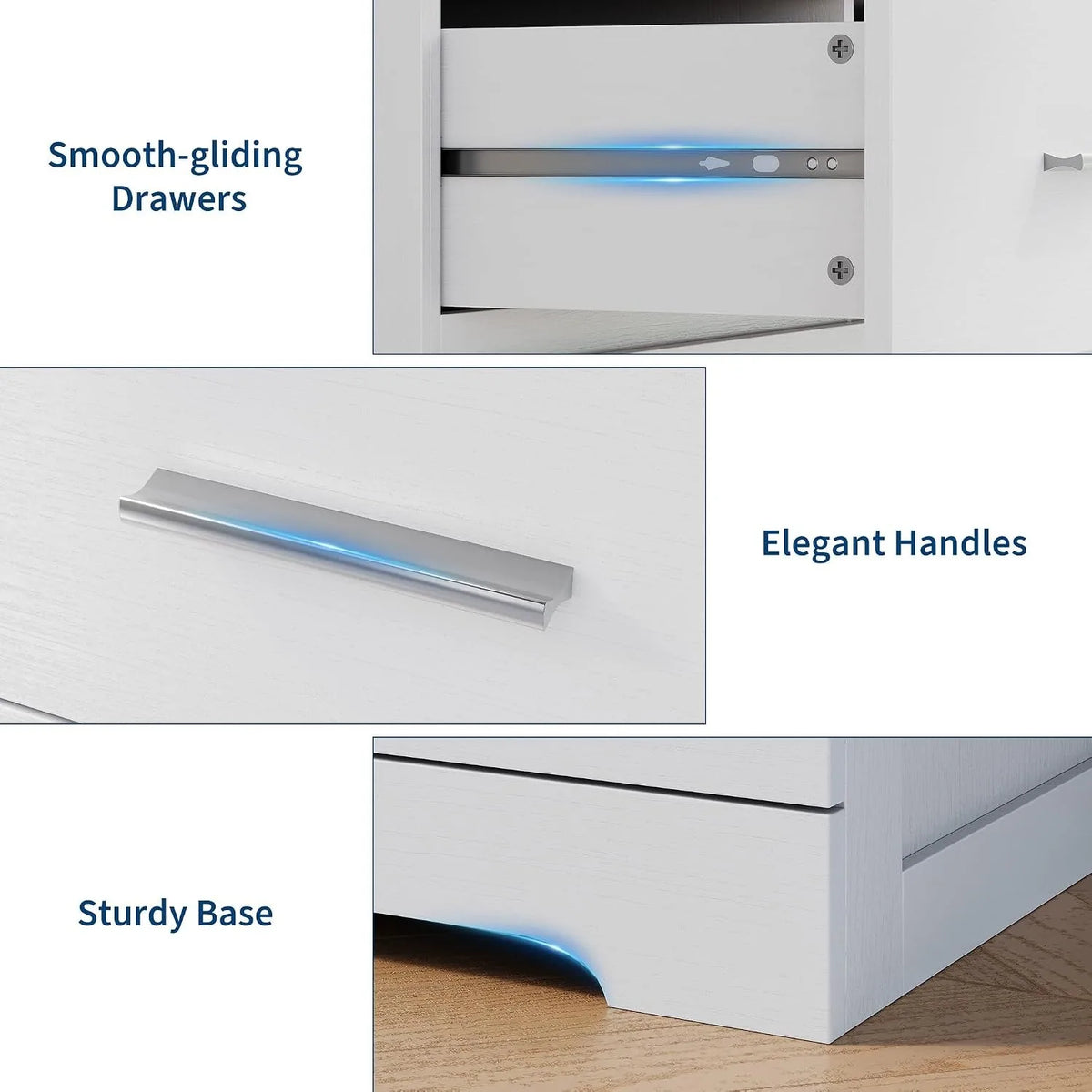 Modern 6 Drawer Dresser White Wood Storage Chest with Metal Handles Bedroom Organizer Cabinet for Living Room Entryway Hallway TV Stand
