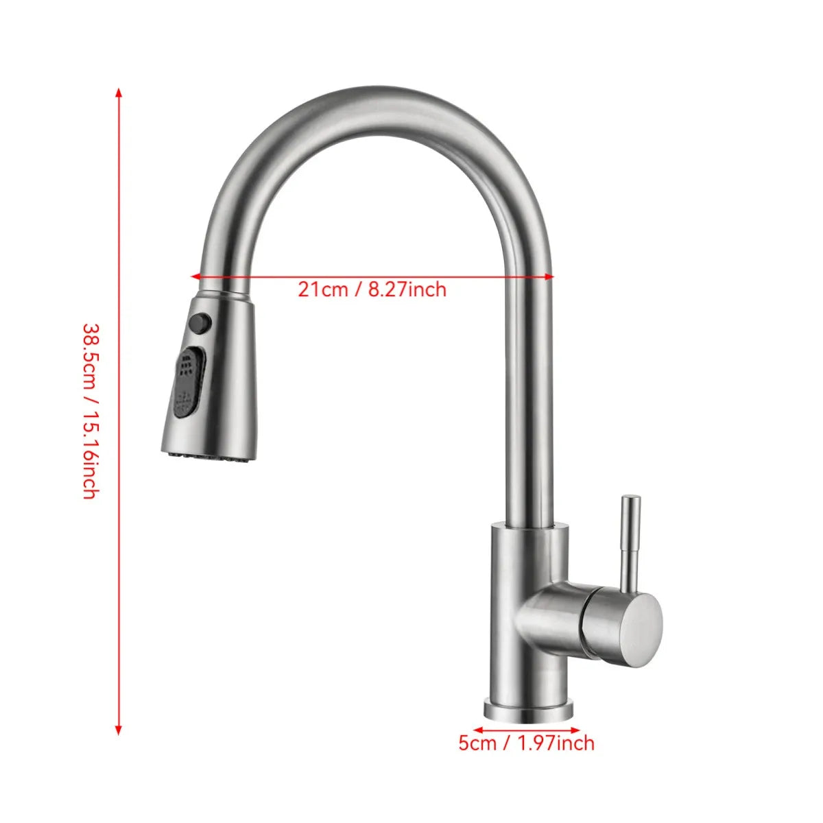 Kitchen Faucet with Pull-Out Spray Head Sink Mixer Tap 360° Rotation 3 Spray Water Modes Modern Kitchen Sink Faucet