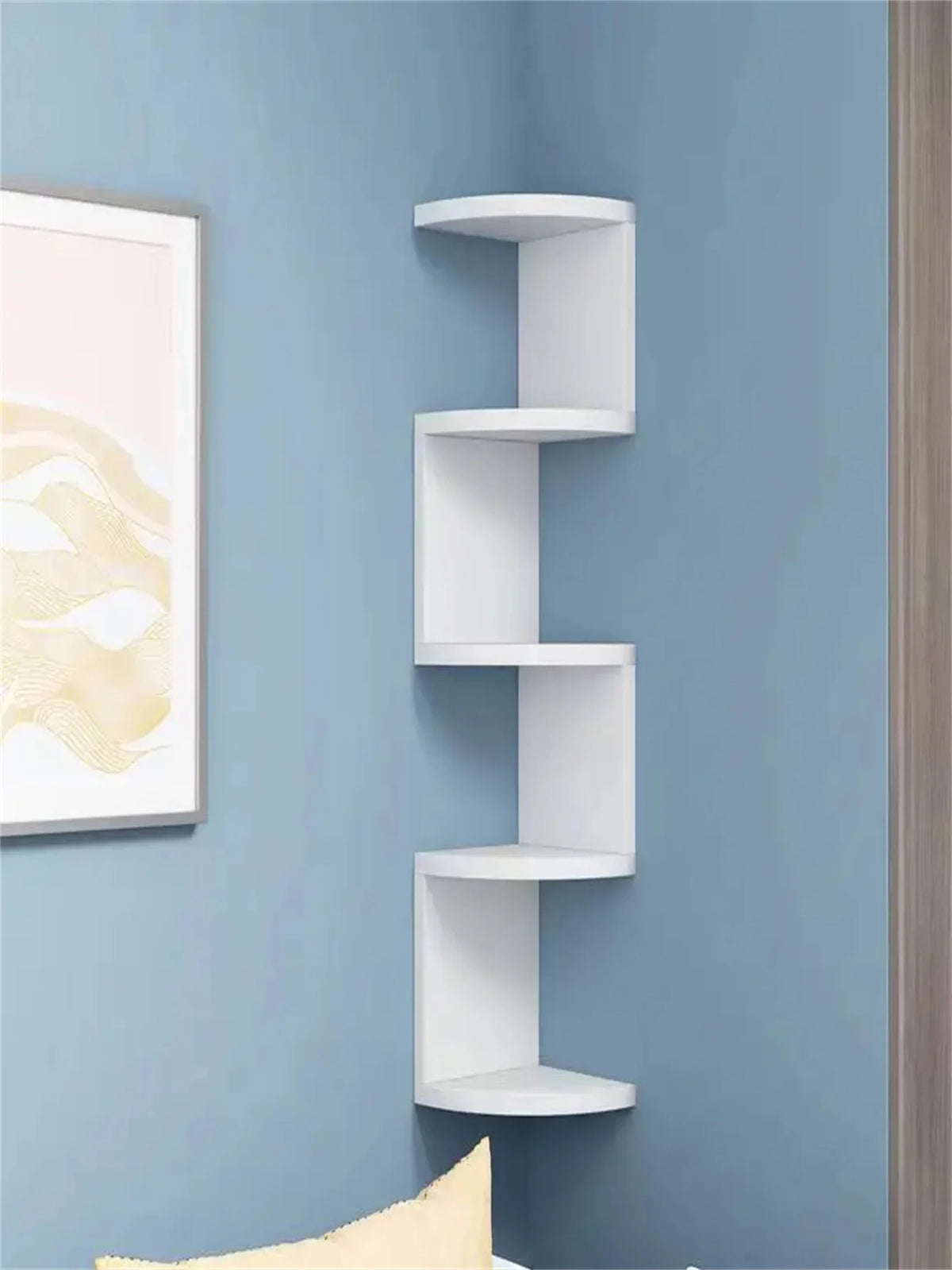 5-Tier Corner Floating Shelf Unit, Wall-Mounted Plastic Storage Rack, Space-Saving Triangular Design, Suitable for Living Room, Bedroom, Bathroom, Bathroom Decor and Accessories, Practical Storage Shelf