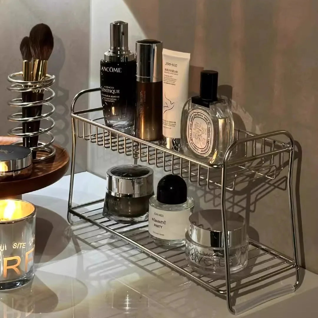 Bathroom Countertops Storage Rack Dressing Table Storage Racks Cosmetic Storage Basket Iron Bathroom Room Storage Organizer