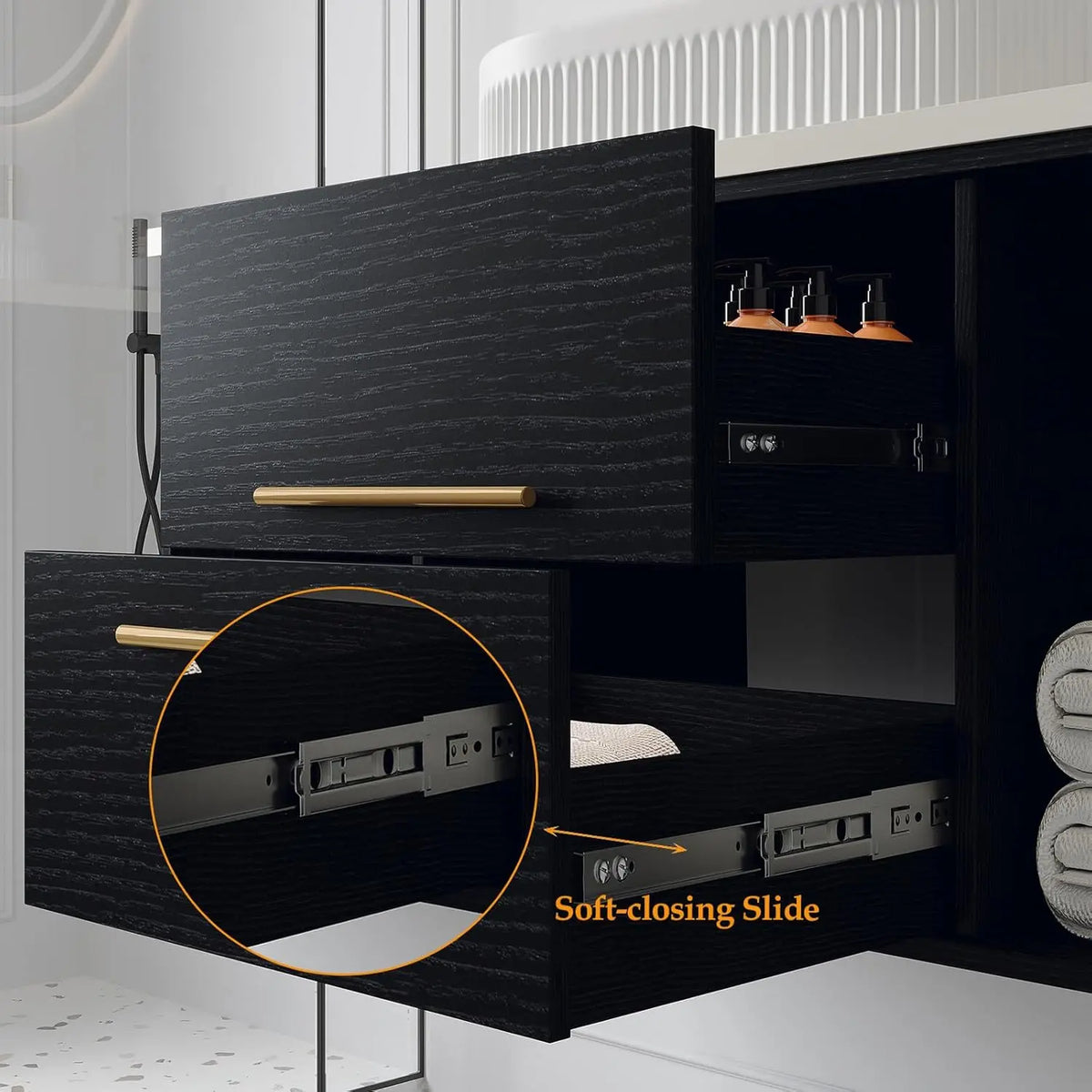 40" Modern Floating Bathroom Vanity with Premium AAA Grade Ceramic Sink, Wall-Mounted Solid Wood Cabinet, 2 Drawers,