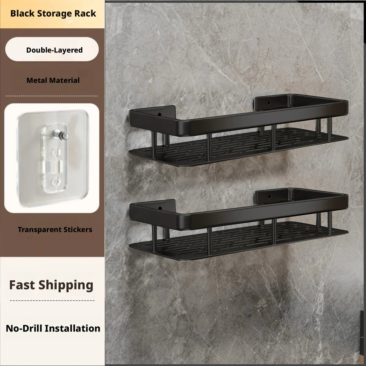 Anti Rust Metal Steel Shower Rack Large Capacity Bathroom Organizing Shelves Convenient Storage Home Decoration