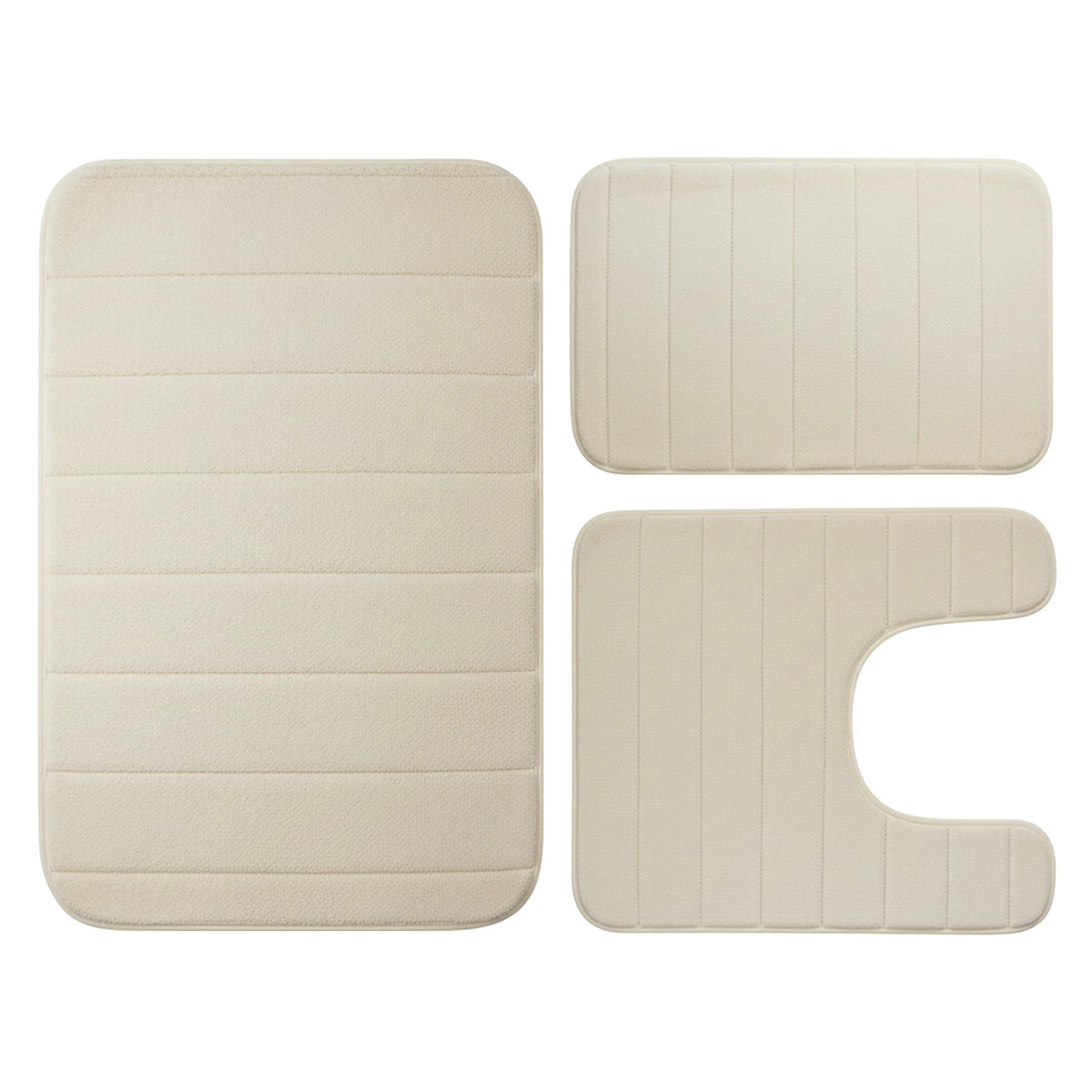 Velvet Memory Foam Bathroom Rug Set Of 3 Water Absorption Non Slip Extra Soft Bath Mats Machine Washable&Dry Toilet Floor Mat