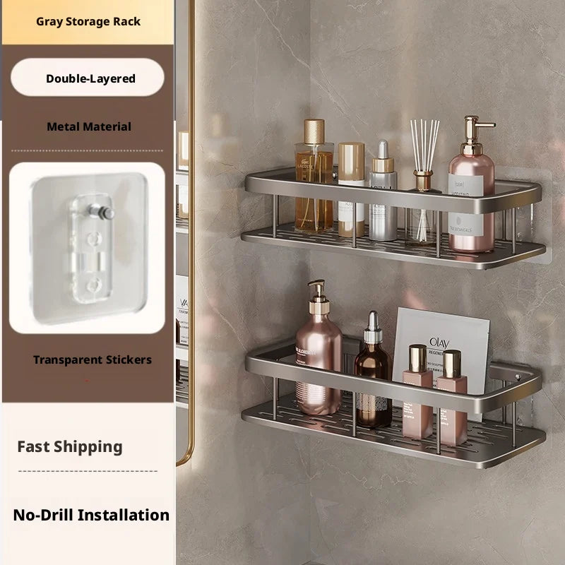 Anti Rust Metal Steel Shower Rack Large Capacity Bathroom Organizing Shelves Convenient Storage Home Decoration