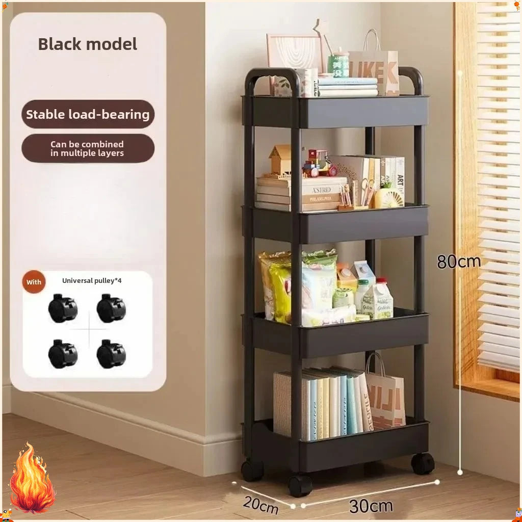 Open Shelf Storage Cart Multifunctional Organizer Rack Book Display Unit Snack Storage Kitchen Bedroom Living Room Home Decor