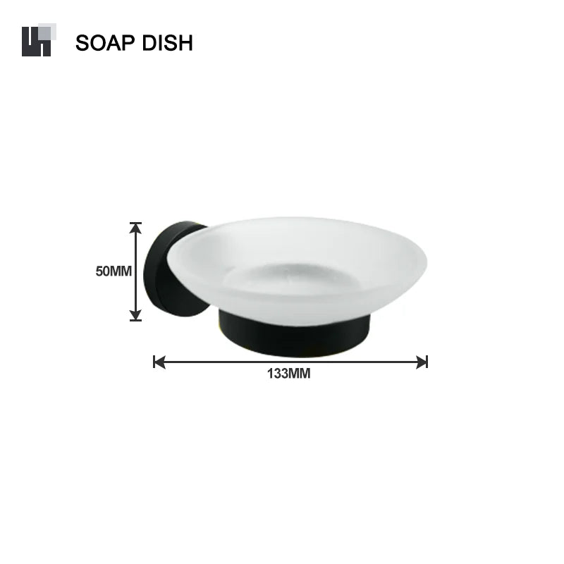 Matt Black Wall-mounted Elegant Bathroom Set Paper Towel Stick Toilet Bathrobe Hook Double Cup Holder Double Soap Dispenser