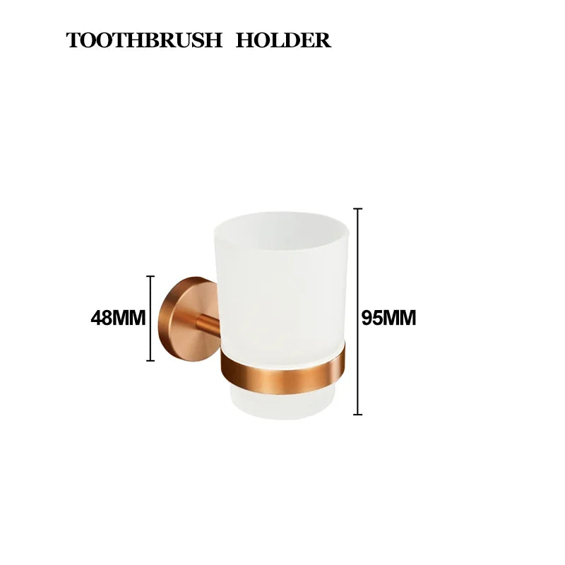 Brushed Rose Gold Bathroom Accessories Set Towel Rack, Tissue Rack, Soap Dish, Toilet Brush, Towel Rack Stainless Steel Hardware