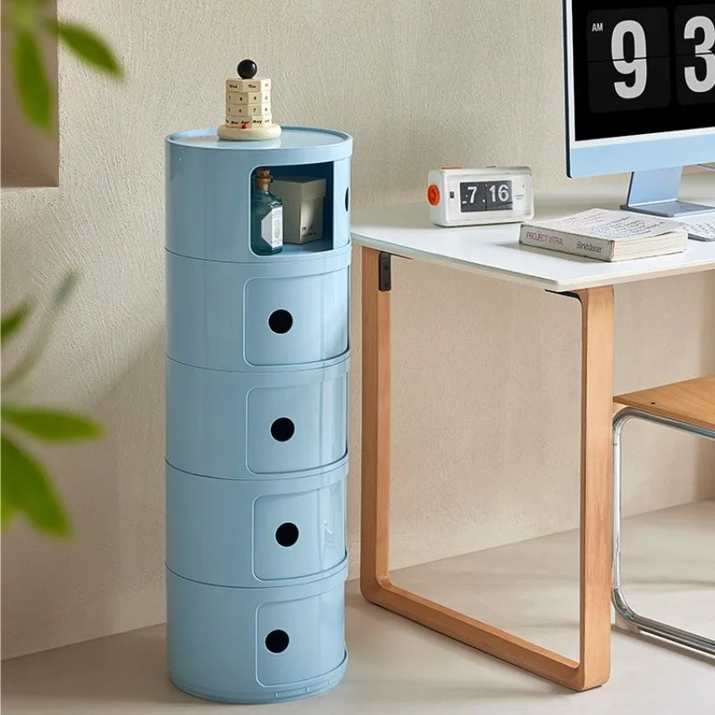 Nordic Bedside Cabinet Small Round Modern Plastic Storage Cabinet Narrow Cabinet Multi Layer Side Cabinet for Living Room