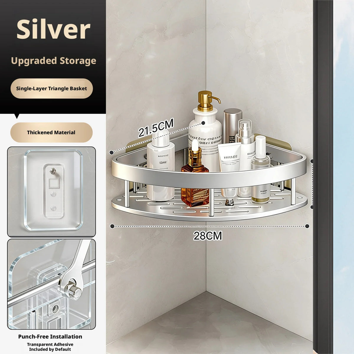 Anti Rust Metal Steel Shower Rack Large Capacity Bathroom Organizing Shelves Convenient Storage Home Decoration