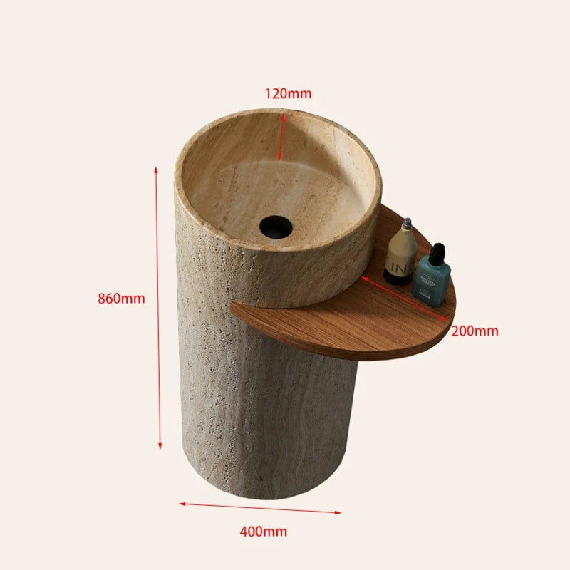 Natural Travertine Bathroom Sinks European Outdoor Pedestal Basin Household Floor-standing Washbasin Nordic Bathroom Accessories
