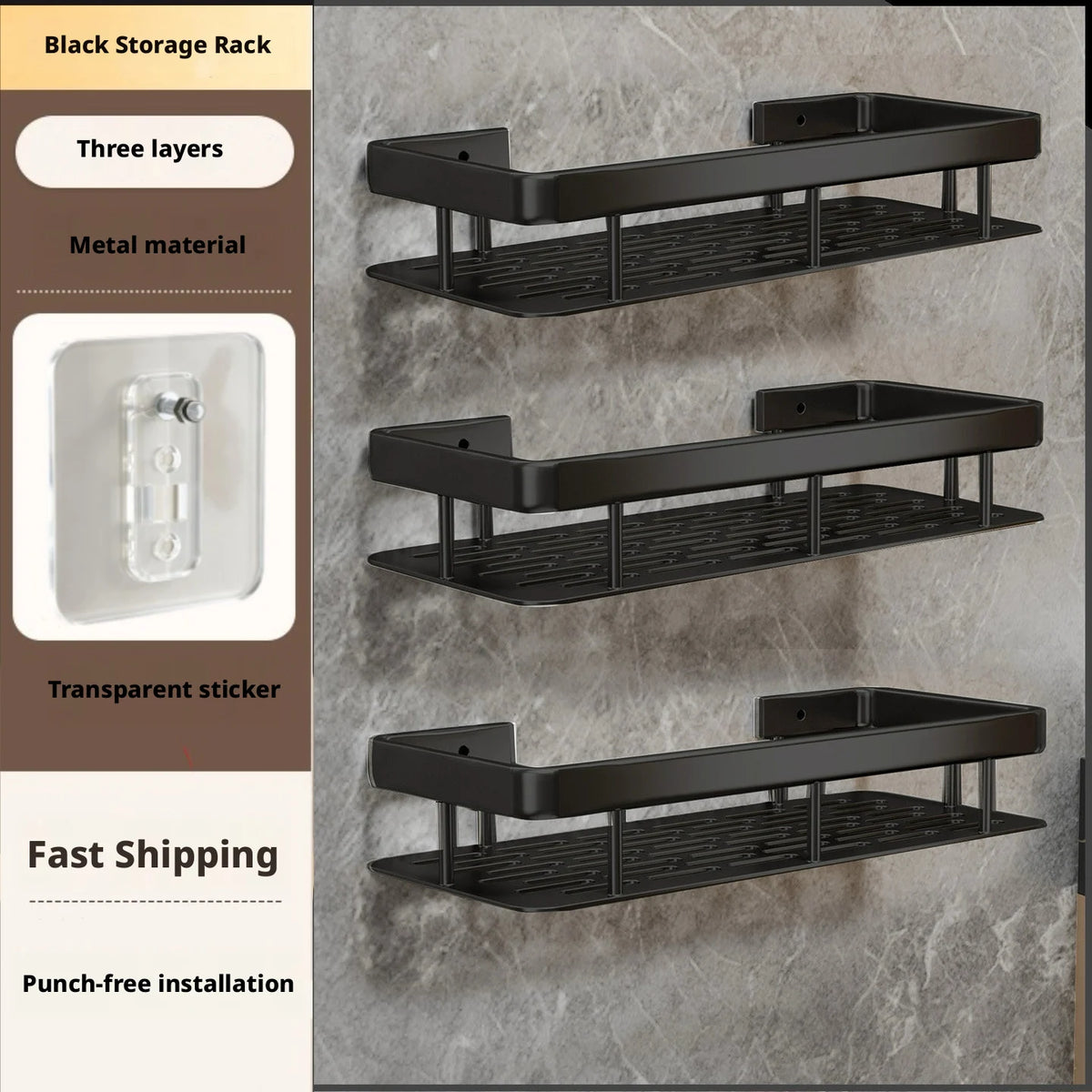 Anti Rust Metal Steel Shower Rack Large Capacity Bathroom Organizing Shelves Convenient Storage Home Decoration
