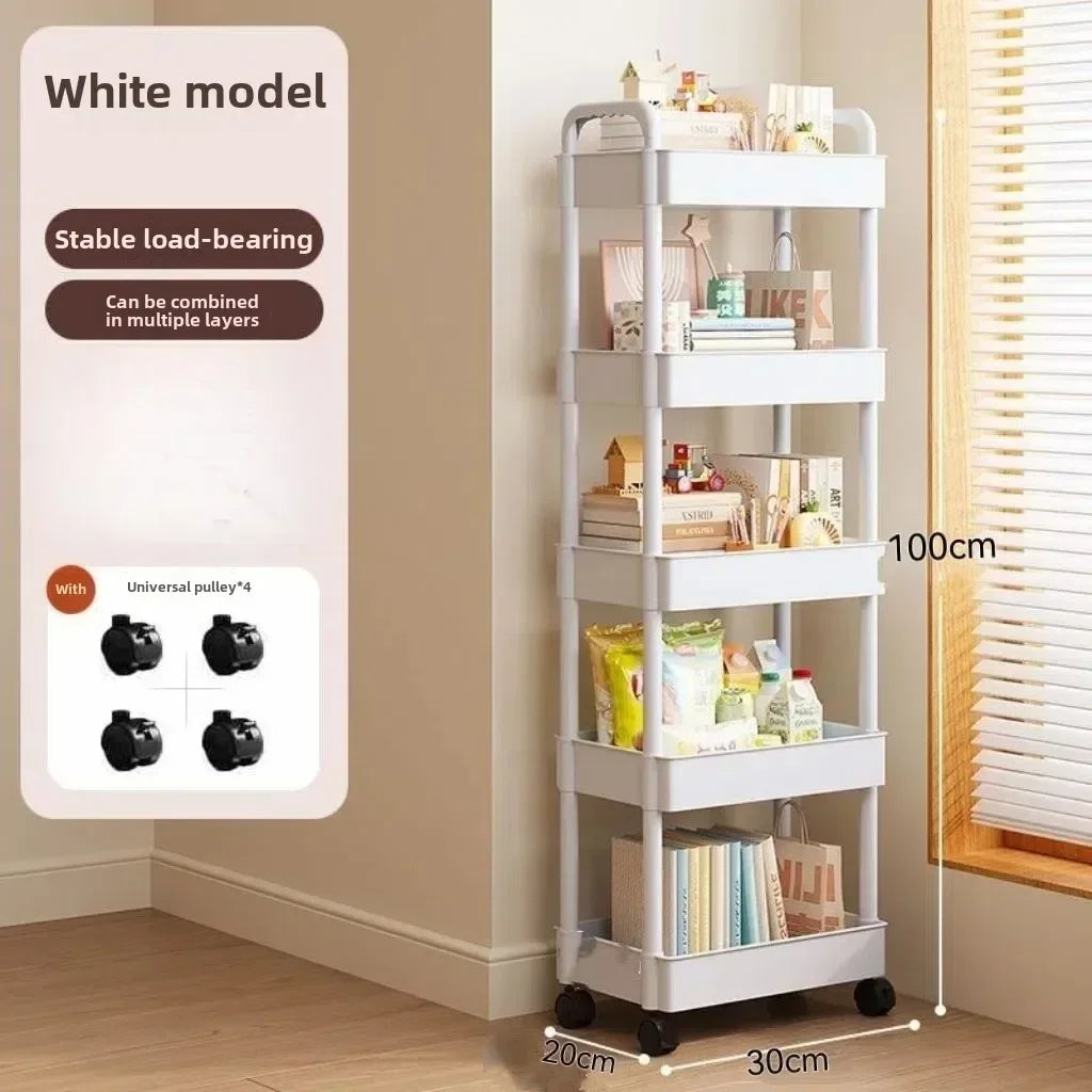 Open Shelf Storage Cart Multifunctional Organizer Rack Book Display Unit Snack Storage Kitchen Bedroom Living Room Home Decor