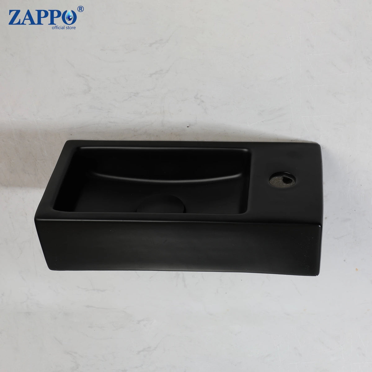 ZAPPO Small Bathroom Sink Marble Wall Hung Basin Sink Rectangle Ceramic Wash Basin Bathroom Vessel Sink Without Faucet Tap