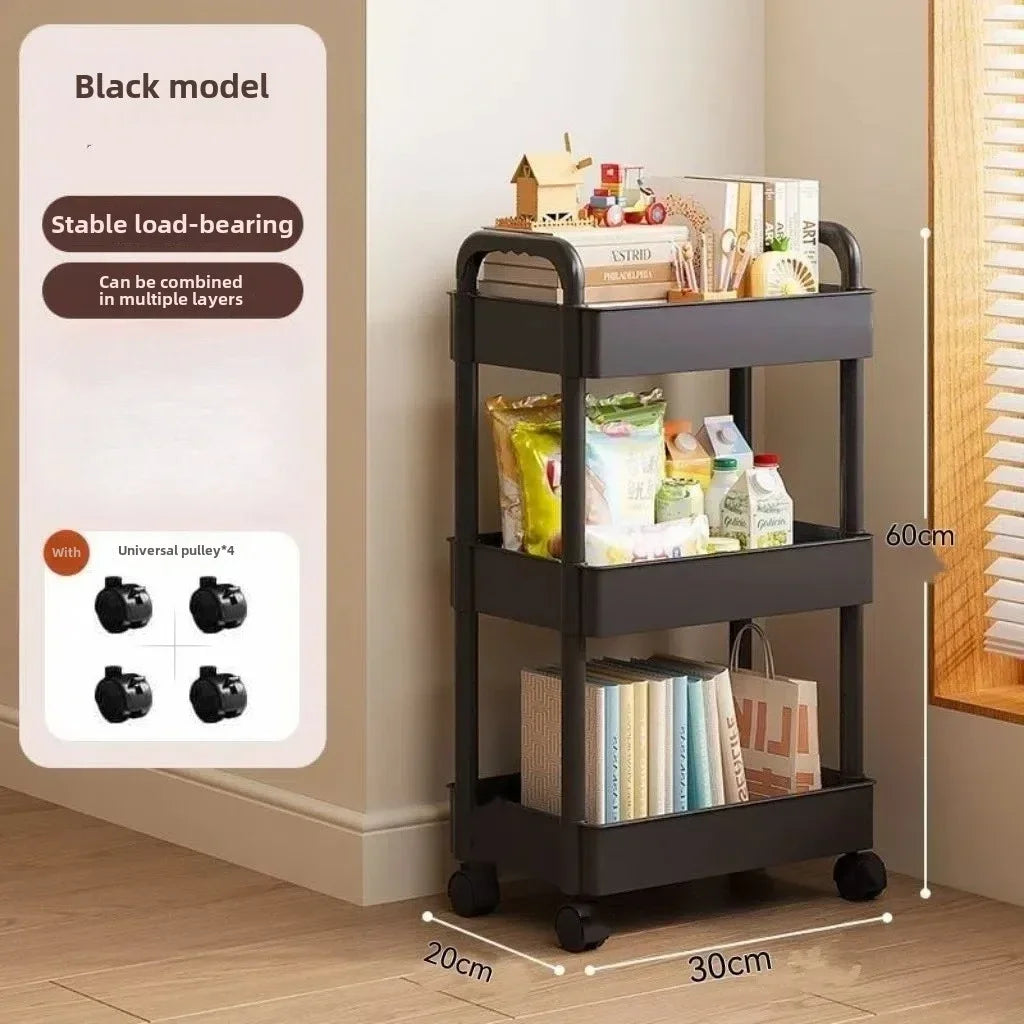 Open Shelf Storage Cart Multifunctional Organizer Rack Book Display Unit Snack Storage Kitchen Bedroom Living Room Home Decor