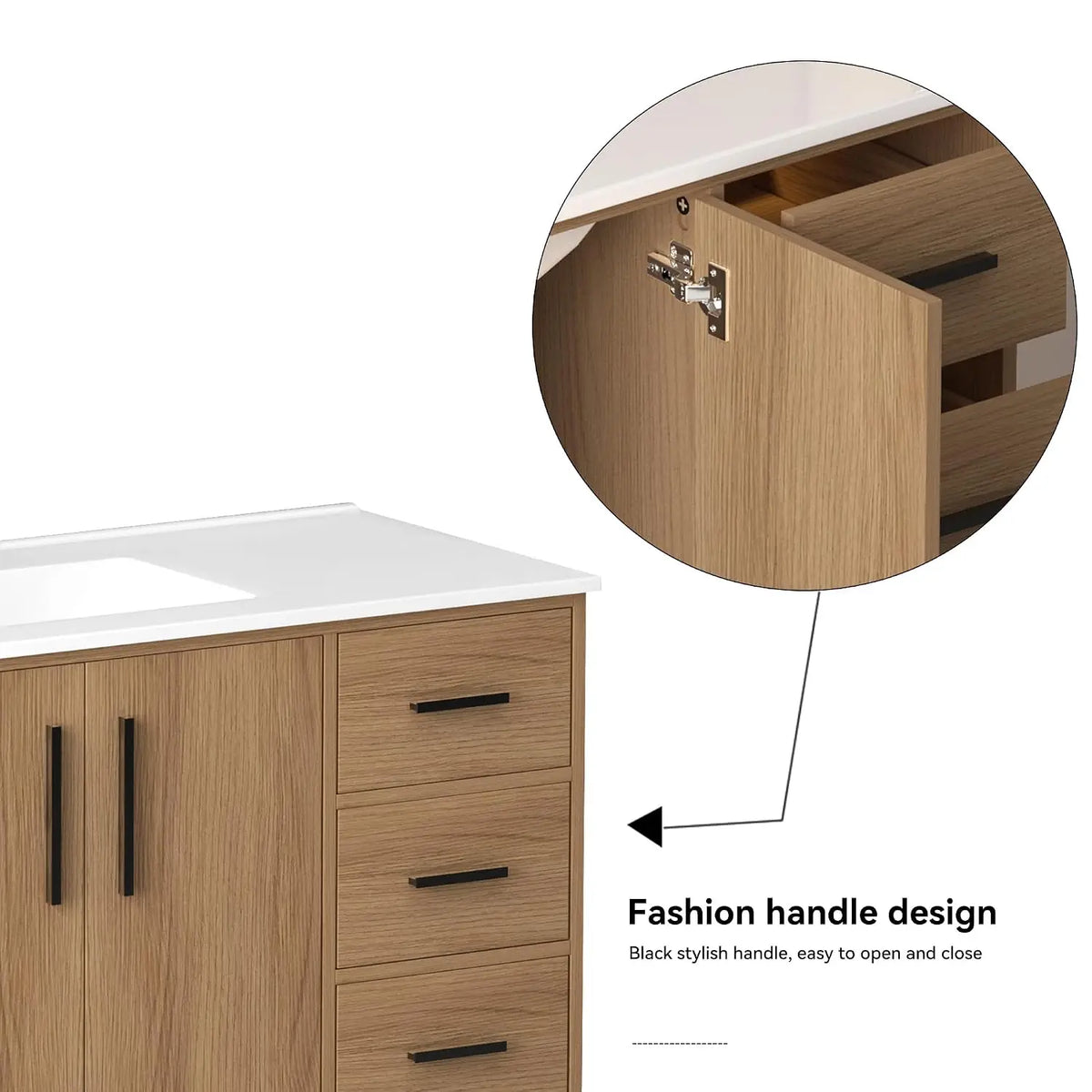 48" Bathroom Vanity with Sink,Single Sink Cabinet with 9 Drawers & 2 Soft-Close Doors, Modern Wood Storage,