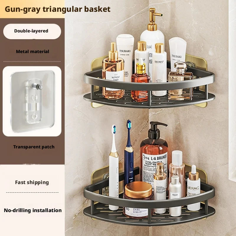 Anti Rust Metal Steel Shower Rack Large Capacity Bathroom Organizing Shelves Convenient Storage Home Decoration