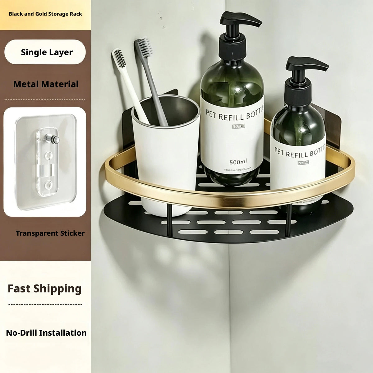 Anti Rust Metal Steel Shower Rack Large Capacity Bathroom Organizing Shelves Convenient Storage Home Decoration