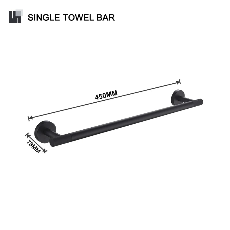 Matt Black Wall-mounted Elegant Bathroom Set Paper Towel Stick Toilet Bathrobe Hook Double Cup Holder Double Soap Dispenser