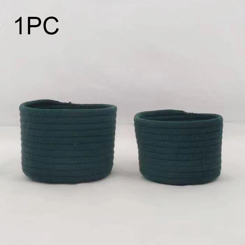 Handmade Woven Cotton Rope Storage Basket Cosmetics Jewelry Desktop Storaging Keys Snacks Box Sundries Organizer