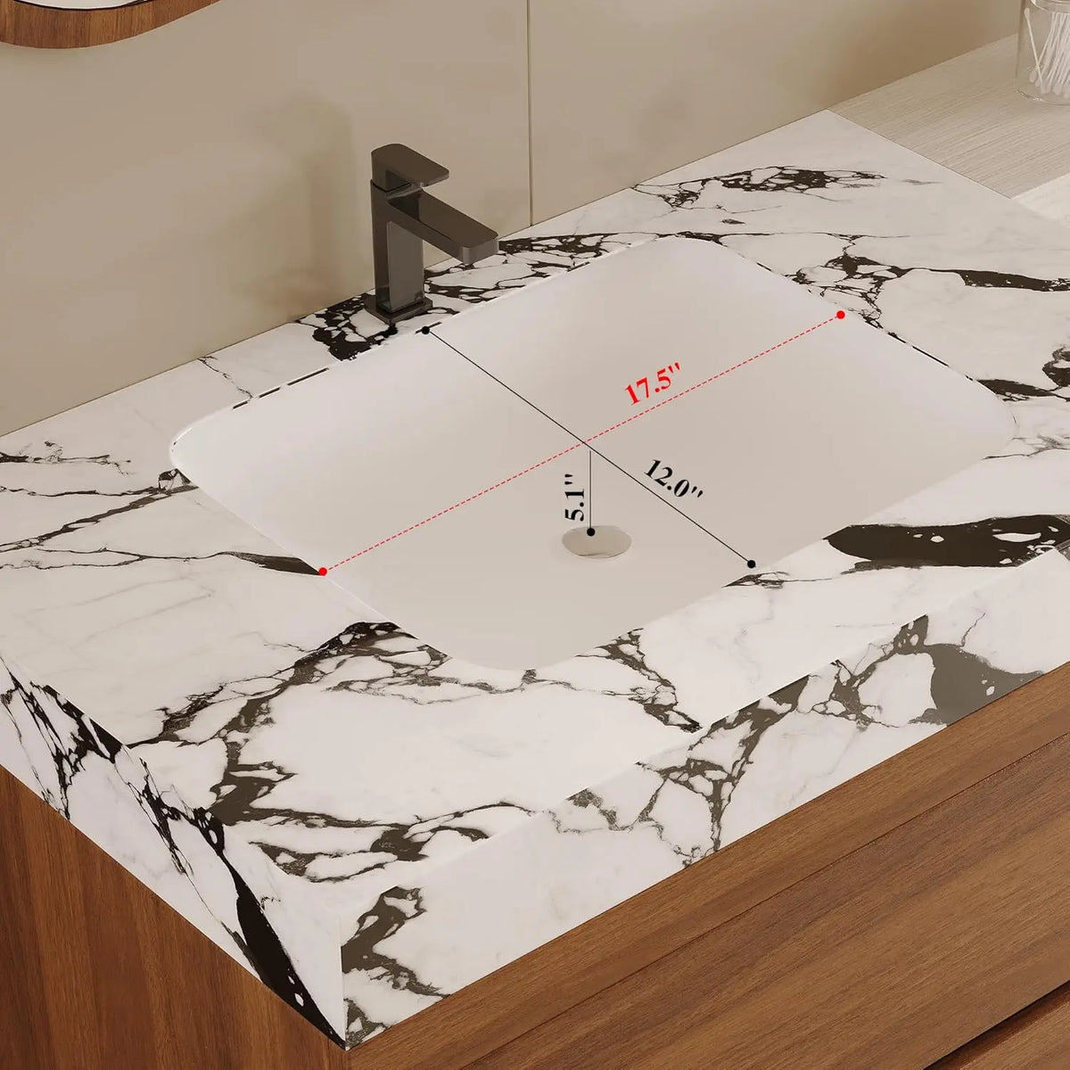 30" Modern Floating Bathroom Vanity with Faux Marble Top and Ceramic Undermount Sink, Wall-Mounted Bathroom Cabinet