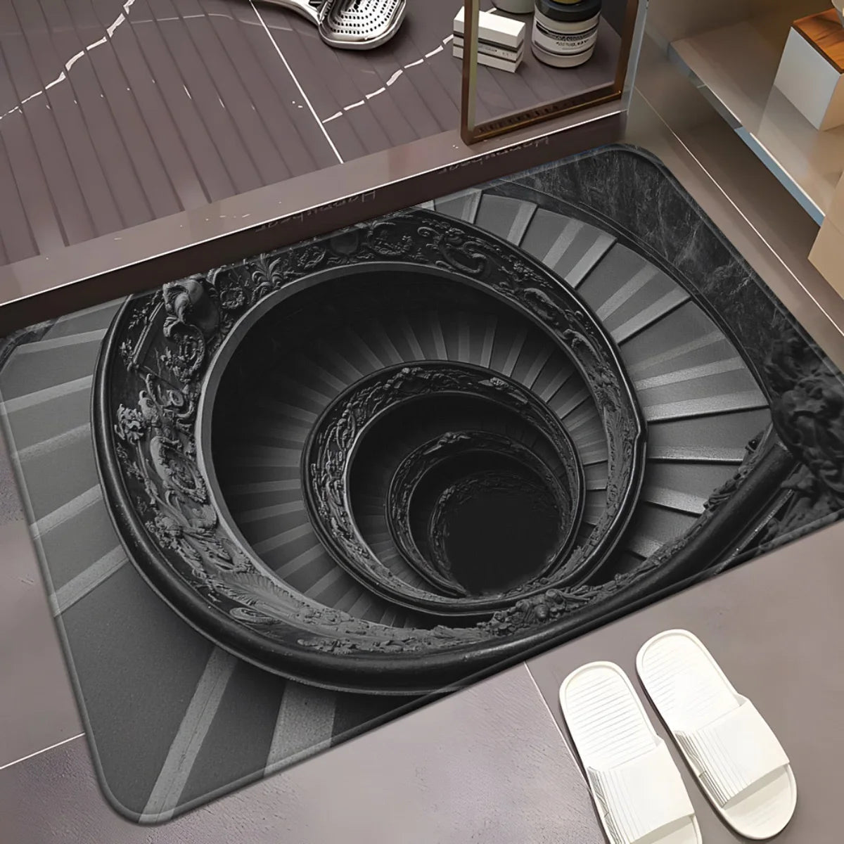 3D Visual Effect Waterproof Floor Mat Bathroom Door Rug Washable Living Room Decoration Trap Carpet Anti-slip Rugs for Bedroom