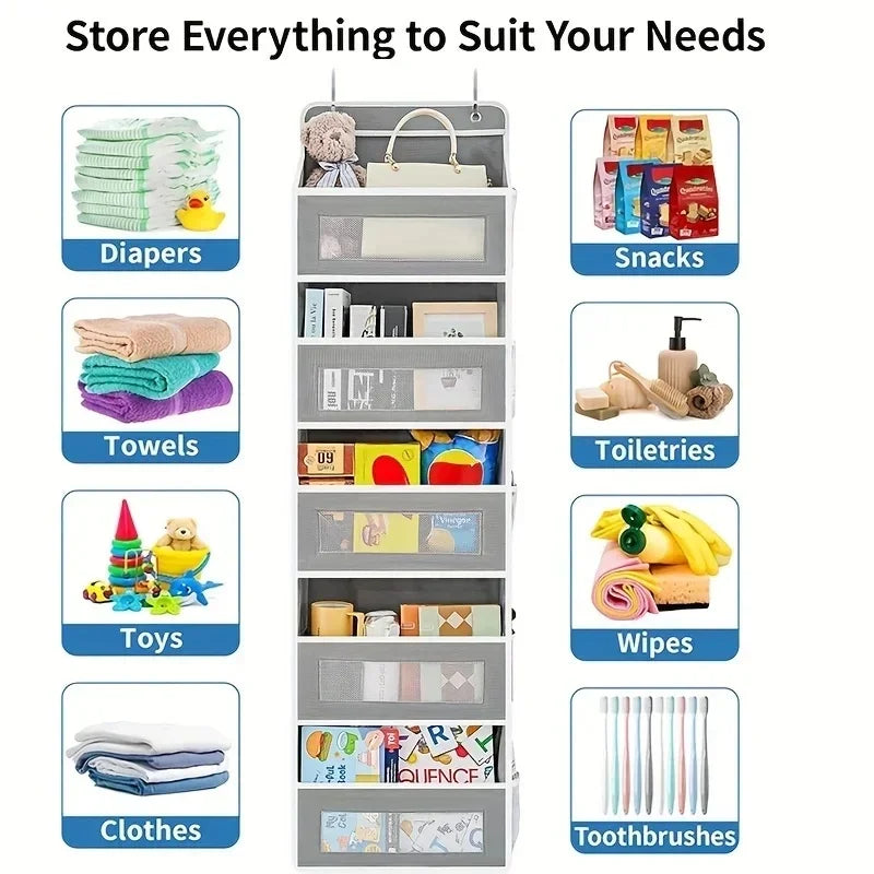 Upgraded 5-Shelf Hanging Storage Organizer - Behind Door, Anti-Tilt, 5 Large Capacity Pockets, Hanging Bag Suitable For Bedroom