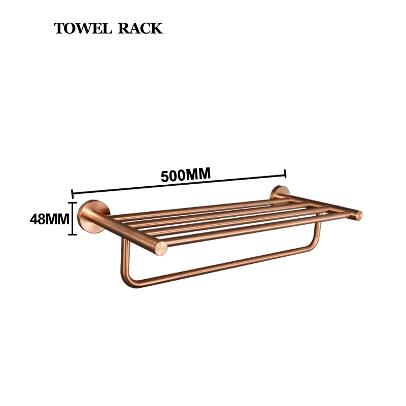 Brushed Rose Gold Bathroom Accessories Set Towel Rack, Tissue Rack, Soap Dish, Toilet Brush, Towel Rack Stainless Steel Hardware