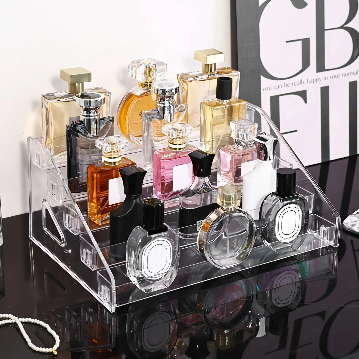 1pc,Transparent multi-layer perfume storage rack, cosmetics display rack, dressing table sorting rack, nail polish rack