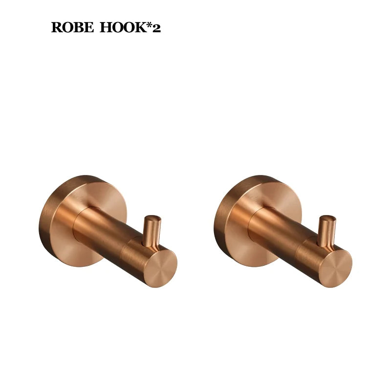 Brushed Rose Gold Bathroom Accessories Set Towel Rack, Tissue Rack, Soap Dish, Toilet Brush, Towel Rack Stainless Steel Hardware