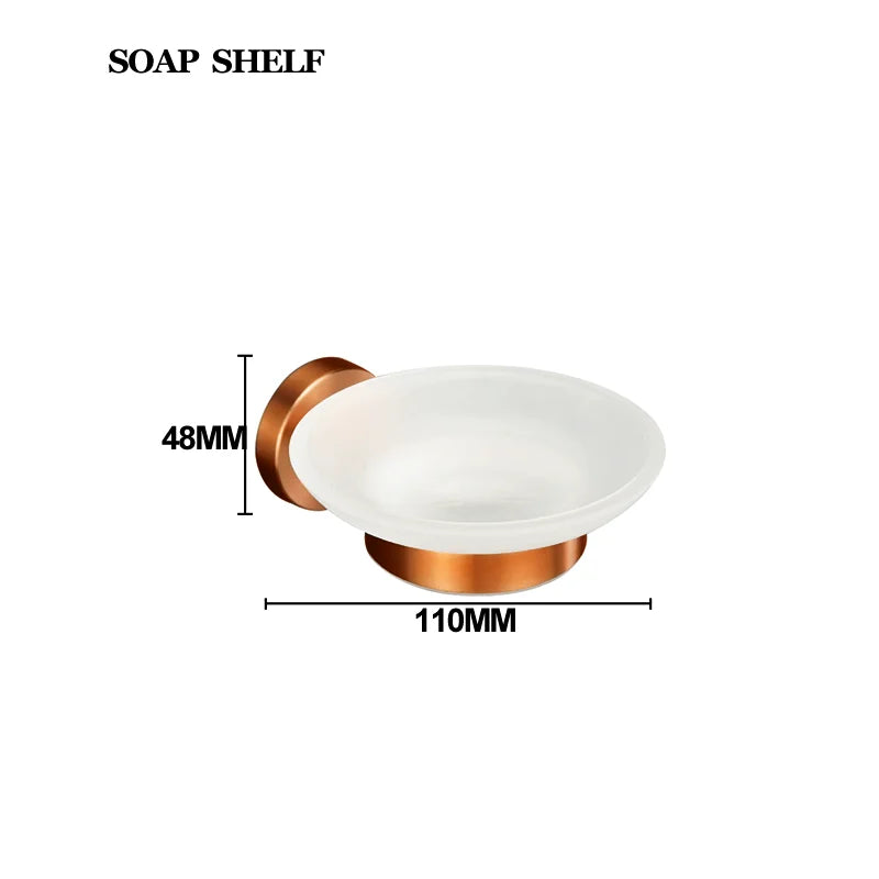 Brushed Rose Gold Bathroom Accessories Set Towel Rack, Tissue Rack, Soap Dish, Toilet Brush, Towel Rack Stainless Steel Hardware