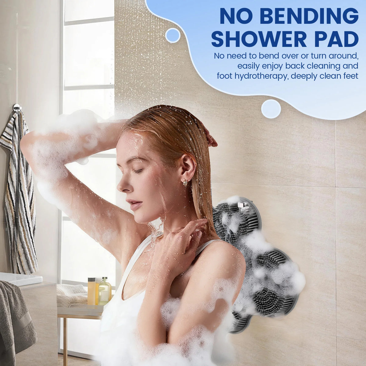 Silicone Foot Scrubber Exfoliating Shower Massage Scraper  Non-slip Wash Foot Pad Massage Shower Mat with Sucker Bathing Tool