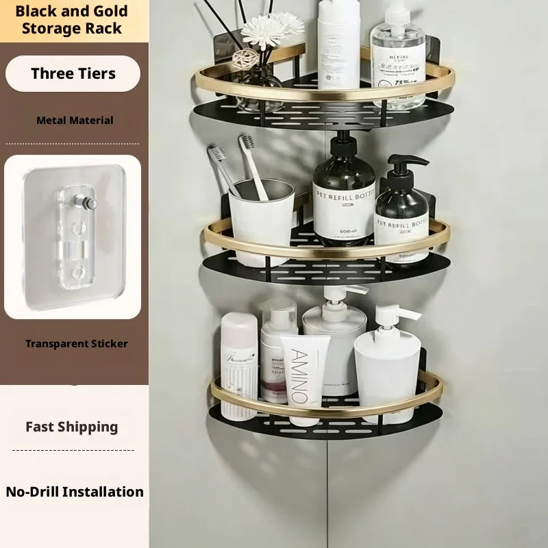 Anti Rust Metal Steel Shower Rack Large Capacity Bathroom Organizing Shelves Convenient Storage Home Decoration