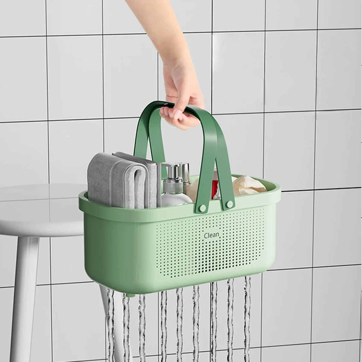 Plastic Storage Basket with Handle Portable Shower Caddy Tote Organizer Basket Bin for Bathroom Kitchen Dorm Room Bedroom