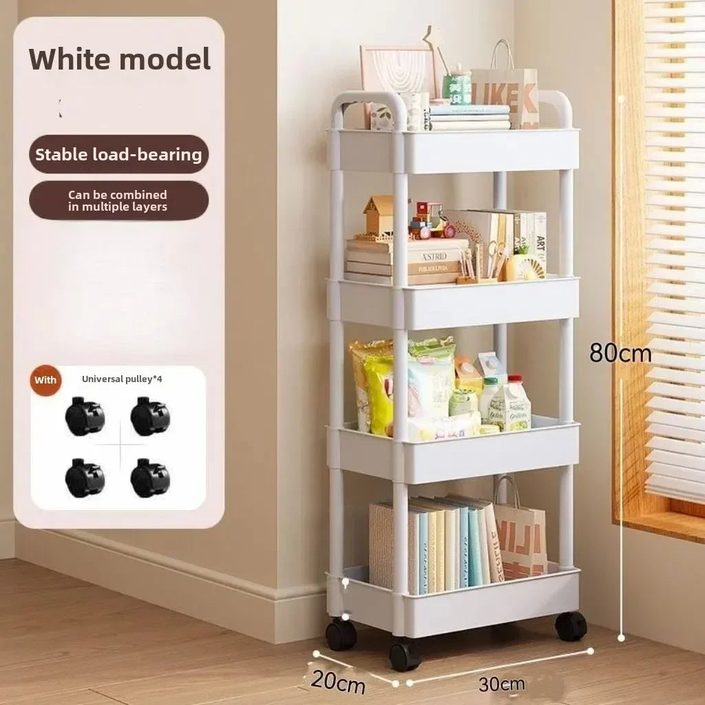 Open Shelf Storage Cart Multifunctional Organizer Rack Book Display Unit Snack Storage Kitchen Bedroom Living Room Home Decor