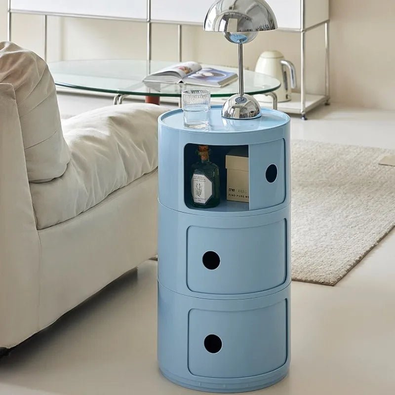 Nordic Bedside Cabinet Small Round Modern Plastic Storage Cabinet Narrow Cabinet Multi Layer Side Cabinet for Living Room