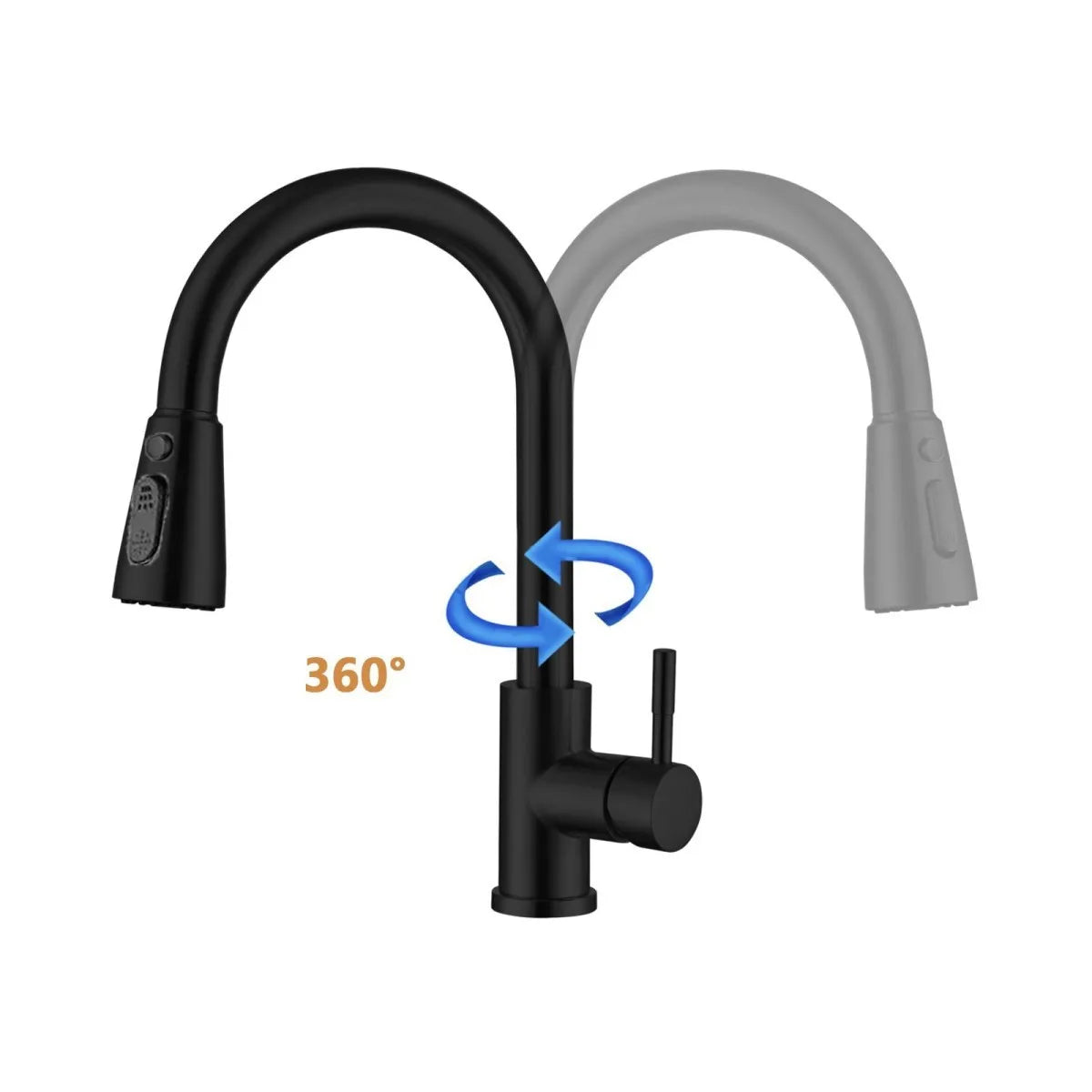 Kitchen Faucet with Pull-Out Spray Head Sink Mixer Tap 360° Rotation 3 Spray Water Modes Modern Kitchen Sink Faucet