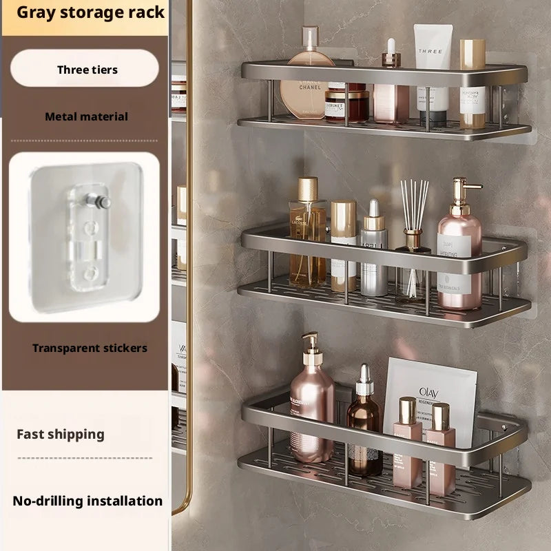 Anti Rust Metal Steel Shower Rack Large Capacity Bathroom Organizing Shelves Convenient Storage Home Decoration