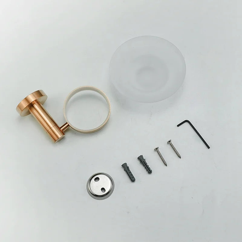 Brushed Rose Gold Bathroom Accessories Set Towel Rack, Tissue Rack, Soap Dish, Toilet Brush, Towel Rack Stainless Steel Hardware