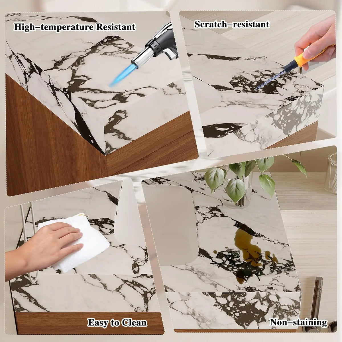 30" Modern Floating Bathroom Vanity with Faux Marble Top and Ceramic Undermount Sink, Wall-Mounted Bathroom Cabinet