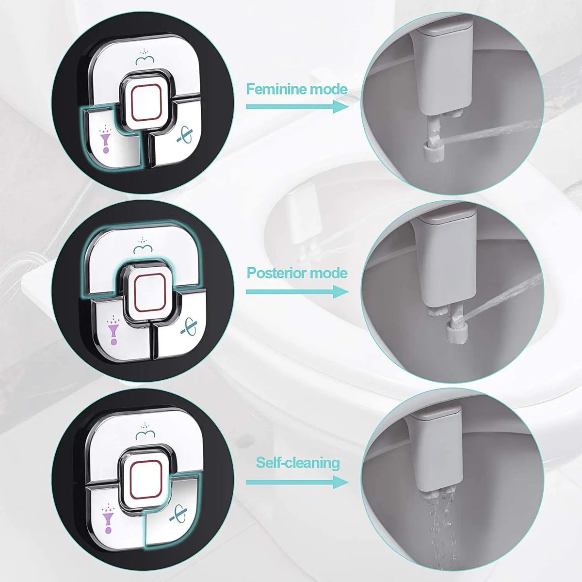 Bidet Toilet Seat Attachment Ultra-thin Non-electric Self-cleaning Dual Nozzles Frontal & Rear Wash Cold Water Personal Hygiene