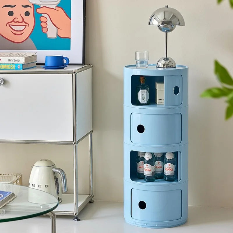 Nordic Bedside Cabinet Small Round Modern Plastic Storage Cabinet Narrow Cabinet Multi Layer Side Cabinet for Living Room